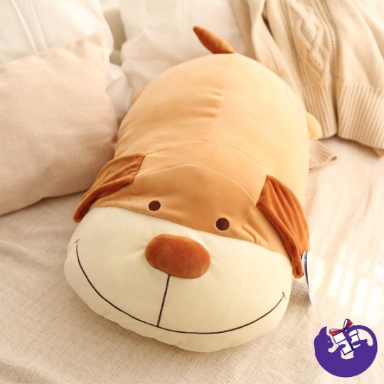Игрушка мягкая Собака - подушка Улыбашка 60 см (коричневая)