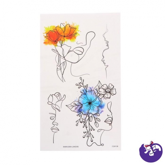 Набор с тату-переводками «Лица с цветами» 7258138