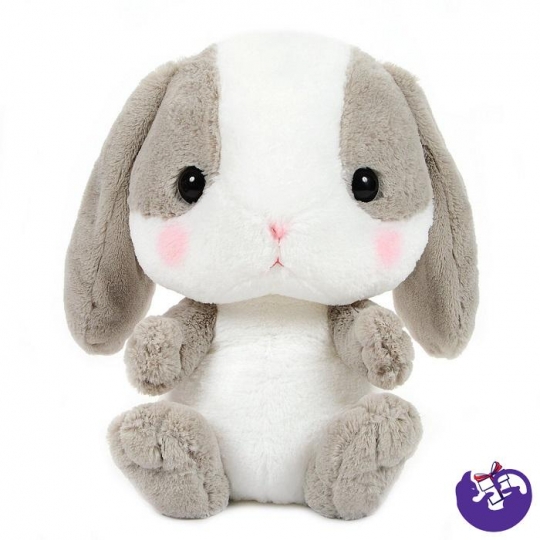 Мягкая игрушка - рюкзак Кролик с пледом 45см СЕРЫЙ